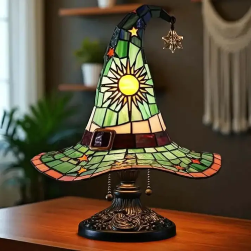 Enchanting Stained Glass Witch Hat Lamp