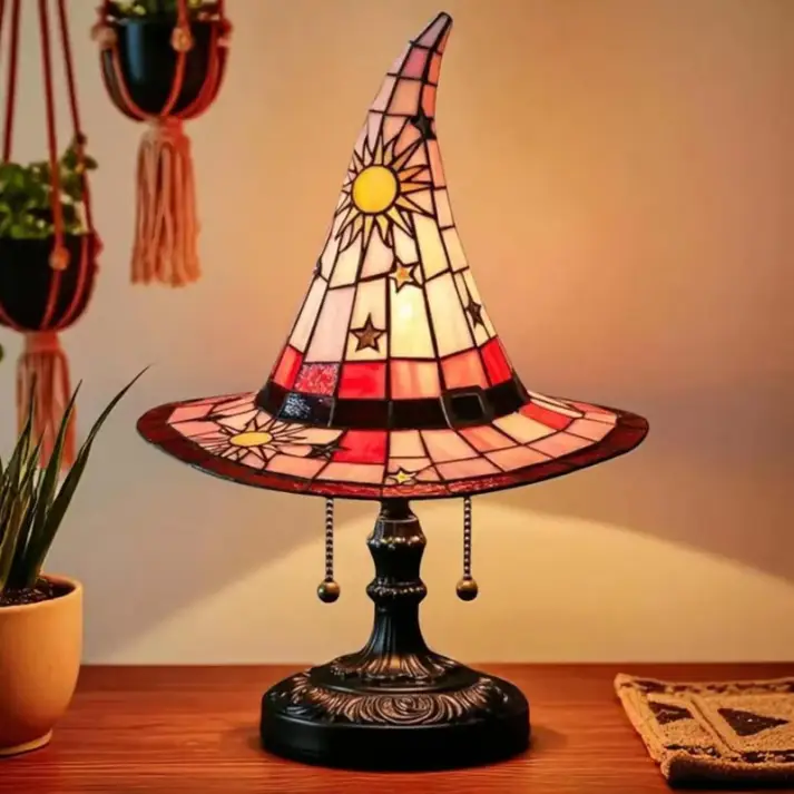 Enchanting Stained Glass Witch Hat Lamp