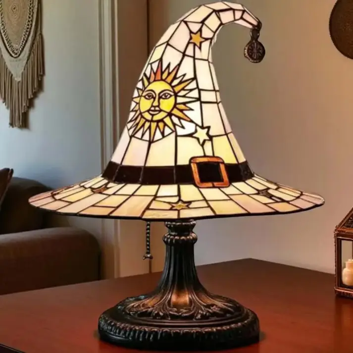 Enchanting Stained Glass Witch Hat Lamp